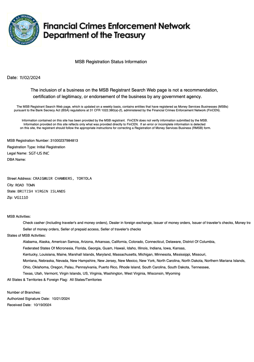 {BRAND_CONFIG.name} {BRAND_CONFIG.legal.companyType} FinCEN Compliance Statement